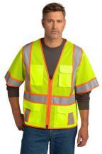 CornerStone ® Adult Unisex ANSI 107 Class 3 Surveyor Mesh Zippered Two-Tone Short Sleeve Vest